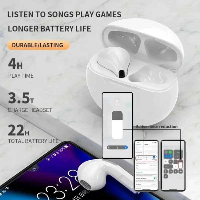 Lenovo TWS Air Pro 6 Wireless Earbuds (White)