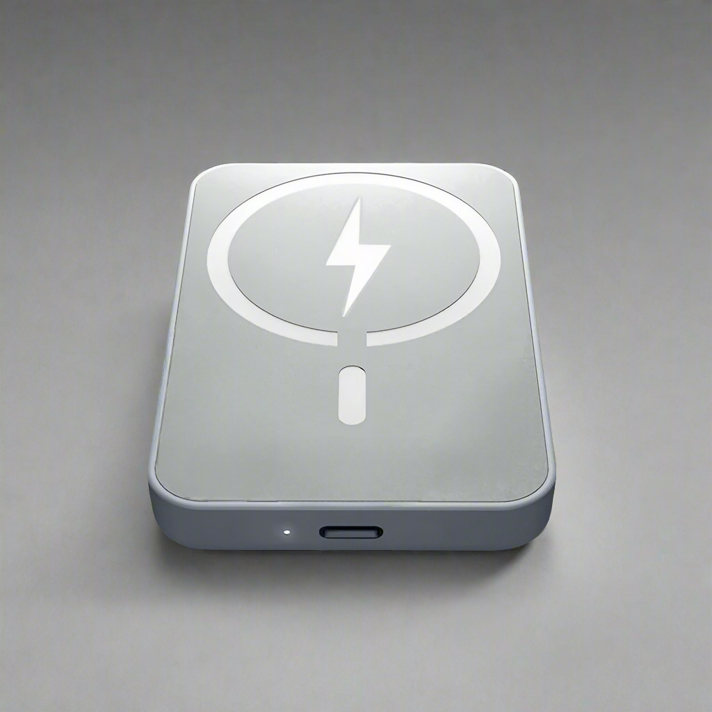 A White Magnetic Magsafe Portable charger